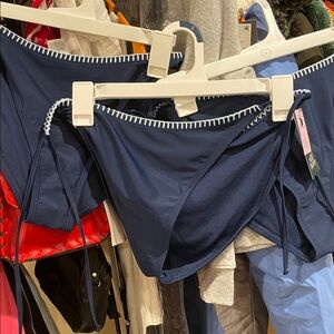 Navy Blue Bikini Bottoms with White Trim